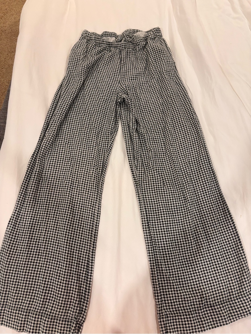 Black & White Gingham Wide-Leg Pants